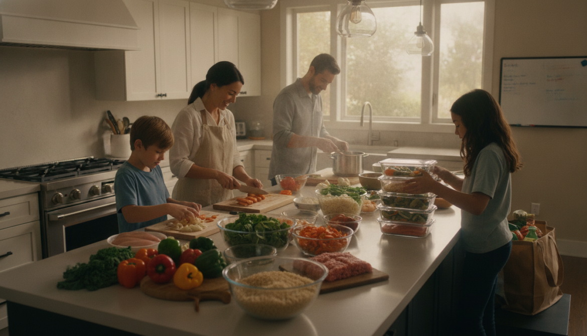 Batch cooking famille : planning simple pour 4 personnes sur 5 jours