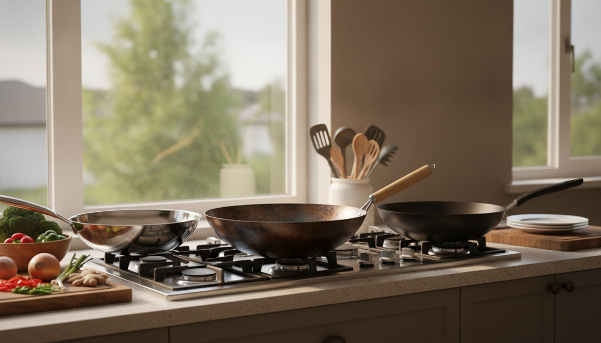 Quel wok choisir pour une cuisine familiale : acier, inox ou antiadhésif ?